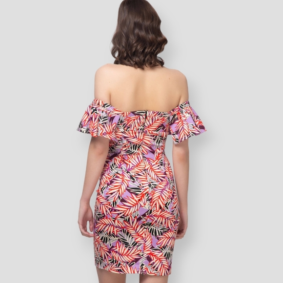 NWOT GUESS Clara Strapless Ruffle Sleeve Mini Dress Red Purple - Picture 7 of 16